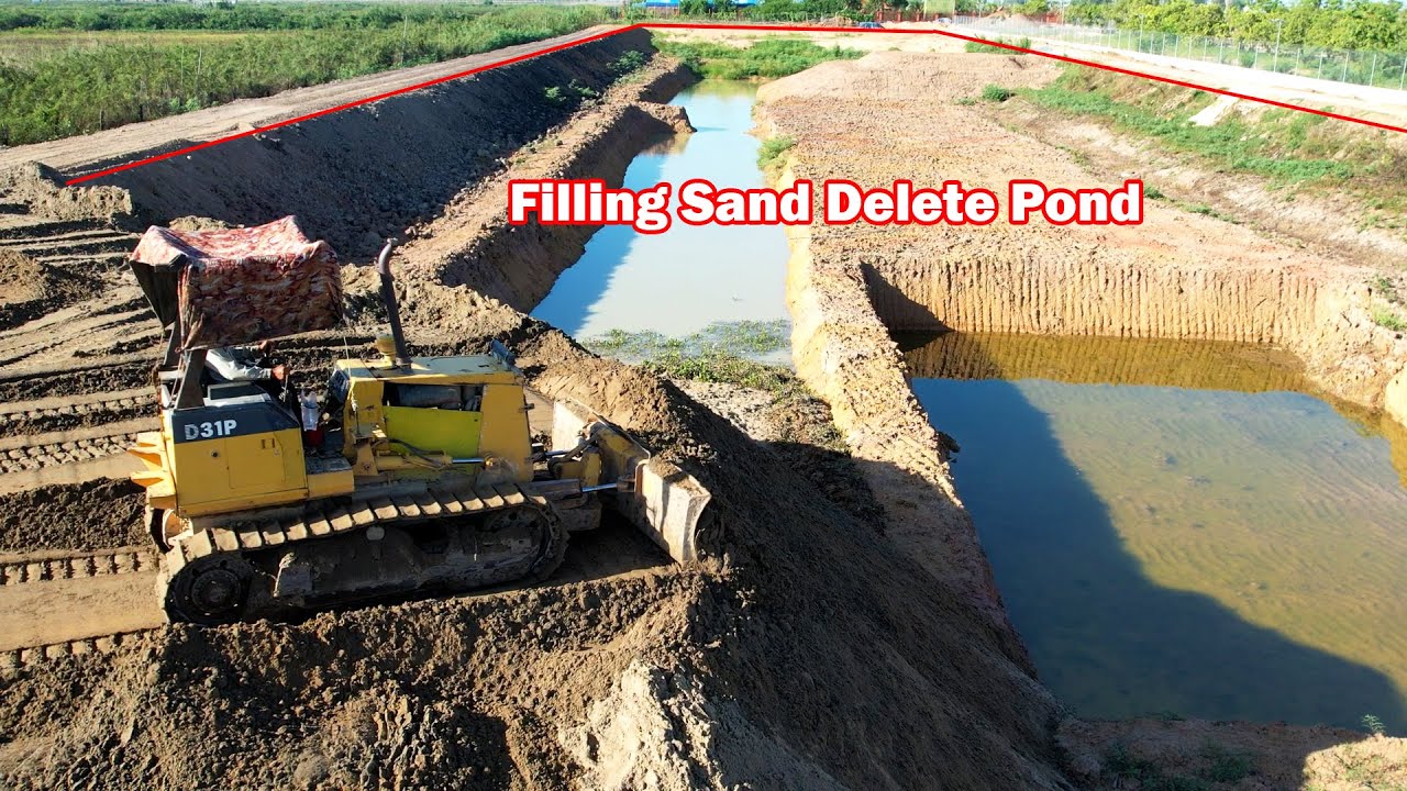 Wonderful Operation Filling Sand Delete Pond Paved With Stone Above ...