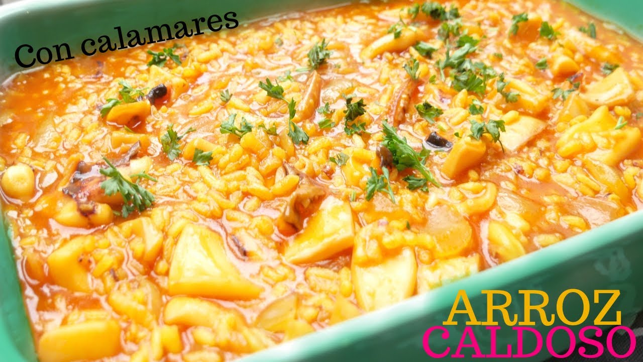 Todo el SABOR DEL MAR,  🍲😍ARROZ caldoso con CALAMARES (receta rápida)