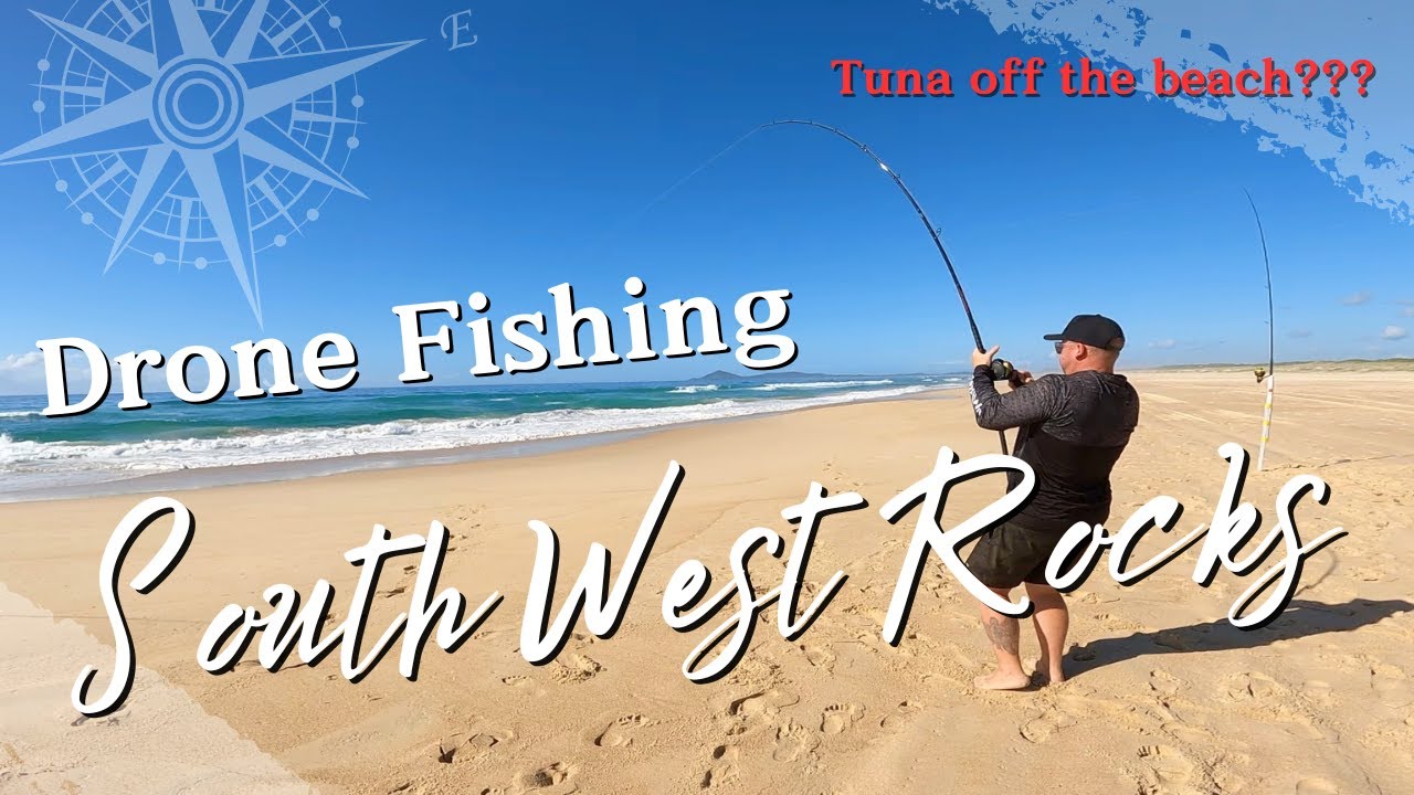 Drone fishing Australia longtail tuna beach fishing land based game fishing