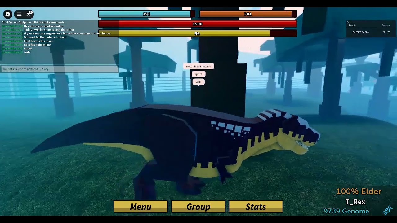 Showcasing T Rex in roblox operation genesis