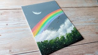 rainbow landscape painting / easy acrylic painting ideas for beginners ✨️