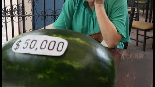 Rich man gives a watermelon full of money to save his son's life and his reaction was beautiful 😭❤️