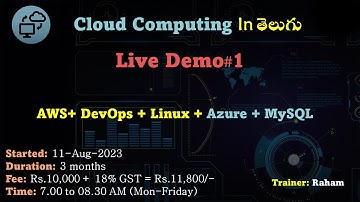 AWS DevOps live demo#1 | 11-Aug-2023 batch | Cloud Computing In Telugu | AWS | GCP | Azure