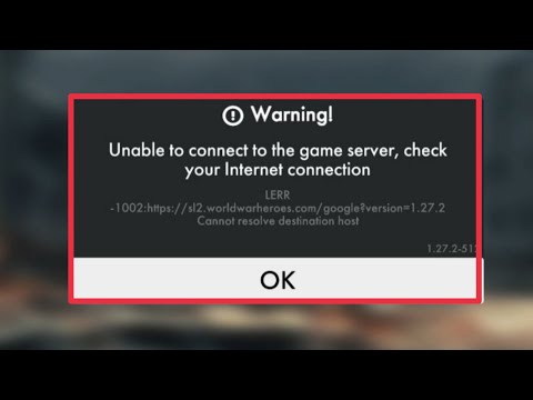 World War Heroes Game Fix Unable to connect to the game server, check your internet connection
