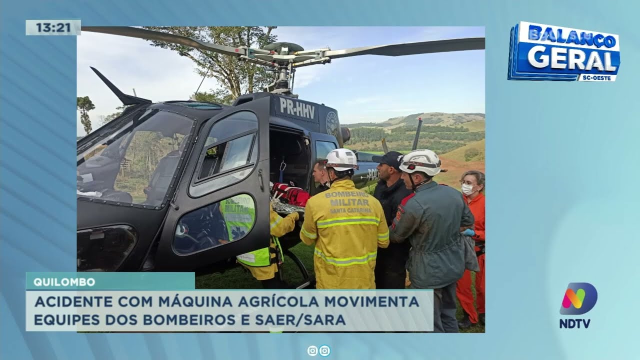 Acidente com máquina agrícola movimenta equipes dos bombeiros e Saer em quilombo
