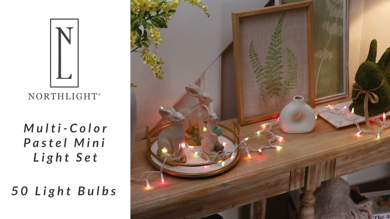 Pastel Mini Christmas Light Set - Multicolor - 10' White Wire