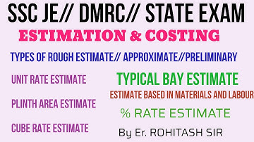 TYPES OF ESTIMATE// ROUGH ESTIMATE// APPROXIMATE//PRELIMINARY/ PLINTH AREA ESTIMATE //CUBE RATE
