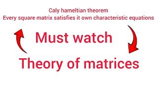 Part 1Caly hameltian theorem: every square matrix satisfies it's characteristic equation lecture 36