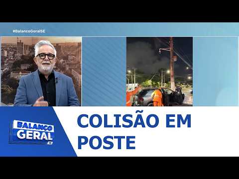 Driver trapped in car after crashing into utility pole on avenue in Aracaju