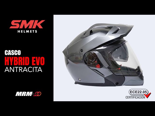 Casco Moto Smk 5 En 1 Hybrid Evo Classic C/ Pinlock Color Gris Diseño Solid  Tamaño