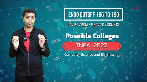 TNEA - 2022 | Possible Colleges | Computer Science and Engineering | Engg Cut off 185 to 190