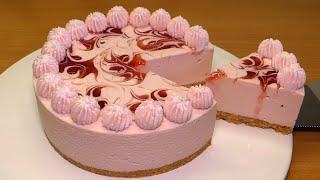No-Bake Strawberry Cheesecake | Strawberry Swirl Cheesecake (Made with Jam) | No Egg, No Oven