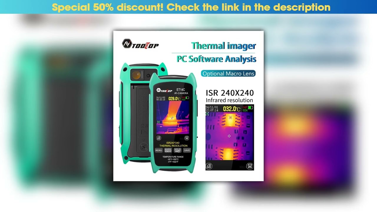 Get TOOLTOP ET14C 2.8inch Thermal Imager 25Hz Home Thermal imaging Camera ISR240x240 Thermography w