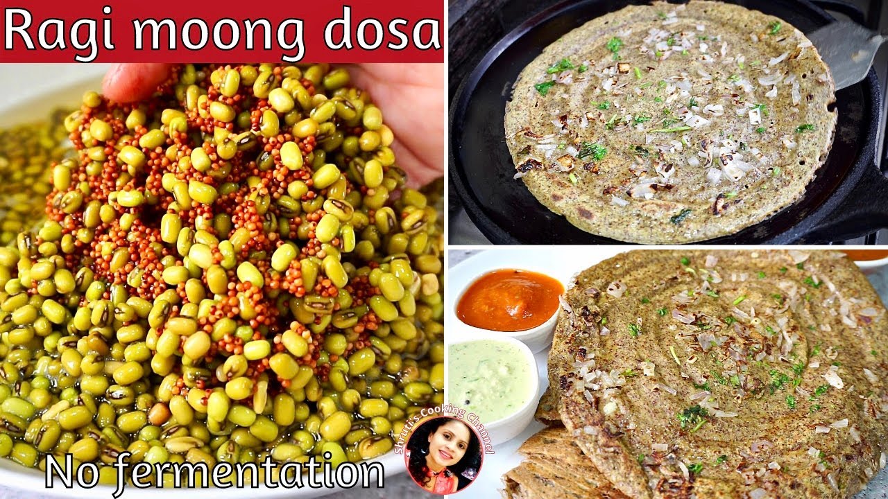 Ragi moong dosa without rice | healthy dosa | diabetic diet recipe l high protein breakfast recipe