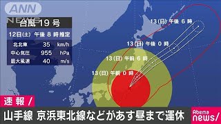 山手線や京浜東北線など　あす始発から昼頃まで運休(19/10/12)
