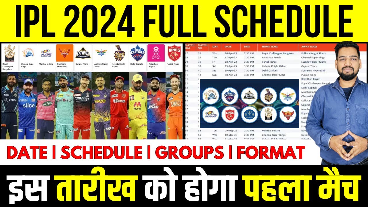 IPL 2024 FULL SCHEDULE STARTING DATE AND SCHEDULE, VENUE AND FORMAT