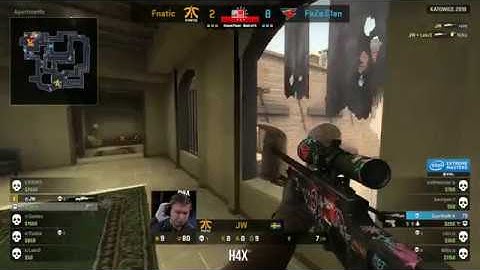 fnatic JW 9hp clutch 1v3 AWP IEM Katowice 2018