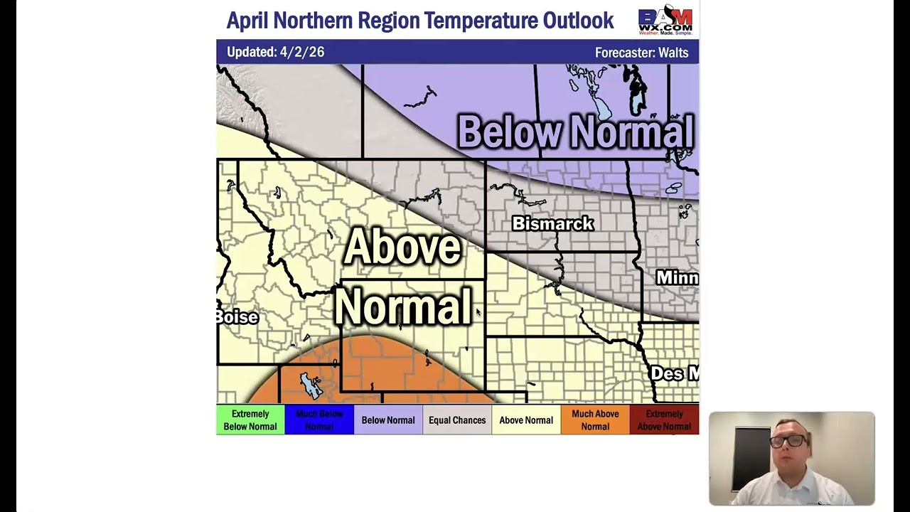 Northern Plains region April temperature and precipitation outlook 2026