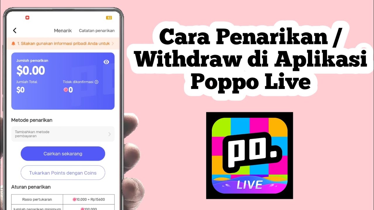 Cara Penarikan di Aplikasi Poppo Live | Cara Mendapatkan Uang di Aplikasi Poppo Live