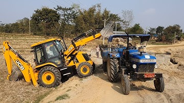 JCB Backhoe Machine Loading Stone in Tractor - JCB 3DX Machine Working Video