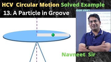 A table will smooth horizontal surface is turning at an angular speed  about its axis. A groove is