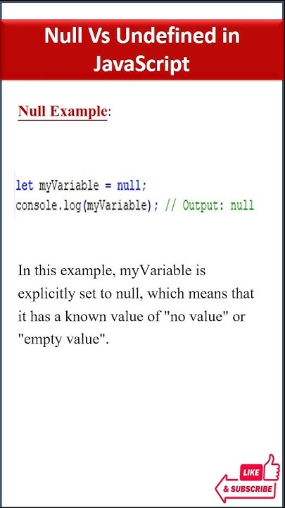difference between Null and Undefined in JavaScript #javascript - YouTube