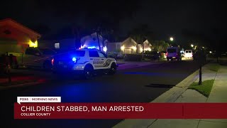 Children stabbed, man in custody