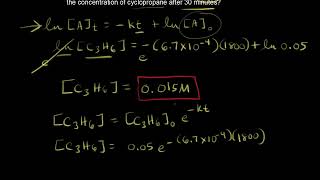 Unit 5: Kinetics. Worked example： Using the first order integrated rate law and half life equations