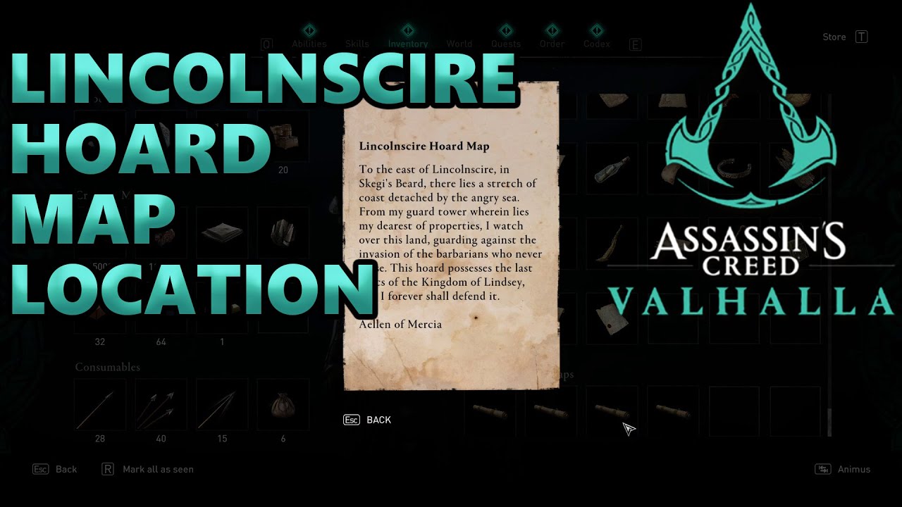 Lincolnscire Hoard Map Treasure Location Assassins Creed Valhalla