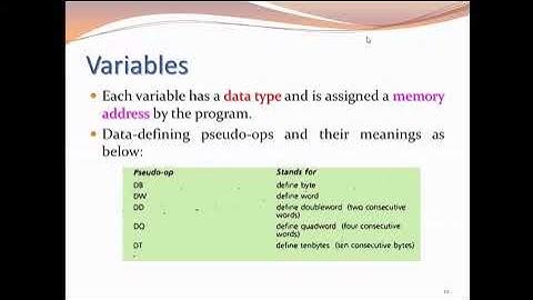 Assembly Language topics 2 Instructions
