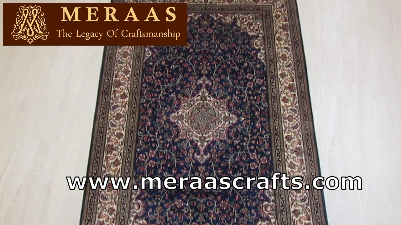 Persian hand knotted handmade Kashmir silk carpet 576 knots per sq