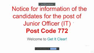 HPSSC Post Code 772 - Notice of Information for Post of Junior Officer (IT)