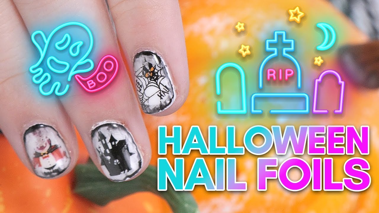 Halloween Nail Art HACK | Foil and Gel on Natural Nails 🎃🧛‍♀️ - YouTube