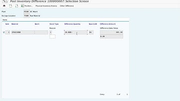 5.4 Post physical inventory difference using T-code: MI07