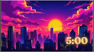 🌇 5 Minute Neon Sunset Countdown | Aesthetic Focus Timer