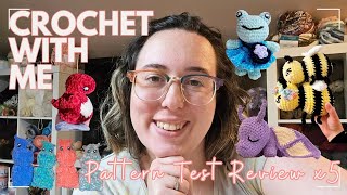 #Crochet Pattern Test Review! Bee, Dragon, Felicity Frog, Mouse, Hippo, and Flippable Dino! #yarn