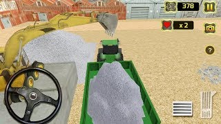 Concrete Excavator Green Tractor Simulator Game || Green Tractor Trolley Sand Transport - Gameplay screenshot 1