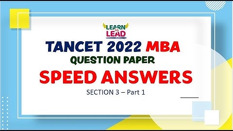 TANCET 2022 MBA OFFICIAL Question Paper | Speed Solutions | Part 1 #tancet2023 #tancetmba2023