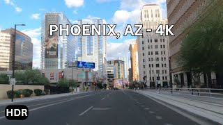 Driving Downtown Phoenix  4K HDR Arizona, USA