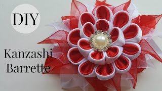 DIY Kanzashi Flower Barrette /Ribbon Flower tutorial
