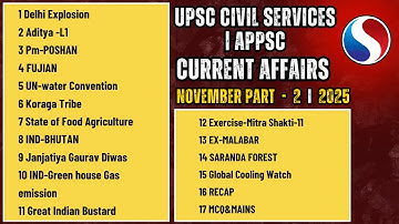 UPSC Current Affairs November 2025 Part 2 | Sarat Chandra IAS Academy | Civils Coaching in Hyderabad