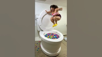 JUMPING SUPER HIGH into the Worlds Largest Toilet with a Surprise Egg Pool #shorts