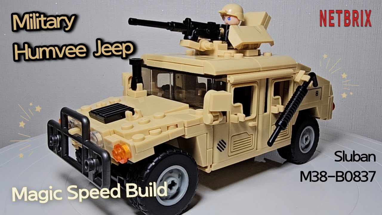 SLUBAN Military Humvee Jeeped H1 Military Army Assault Car Vehicle Building  Bricks