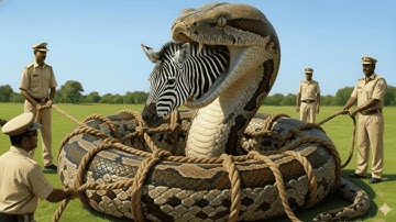 How the heroic rescue team subdued a giant python and saved a zebra