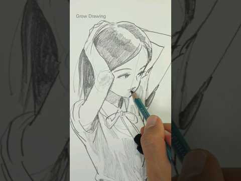 Tying hair Girl Drawing ⭐ EZ⭐ Human Figure Drawing✏️