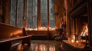 Divine Cathedral Rain and Fire Ambience | Jesus Light, Healing Peace & Deep Sleep