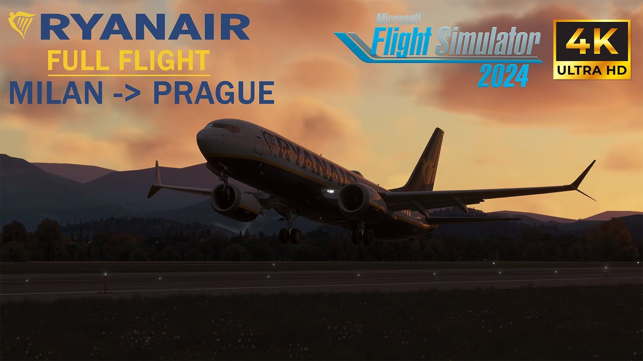 MSFS2024 | Ryanair 737 MAX 8 | Bergamo to Prague FULL FLIGHT | ifly 737MAX8 | 4K