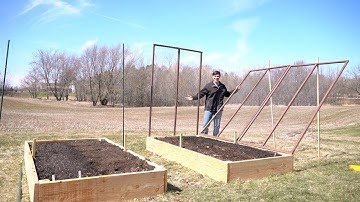 Building our Vegetable Trellis for Cucumbers, Pole Beans, and Tomatoes!