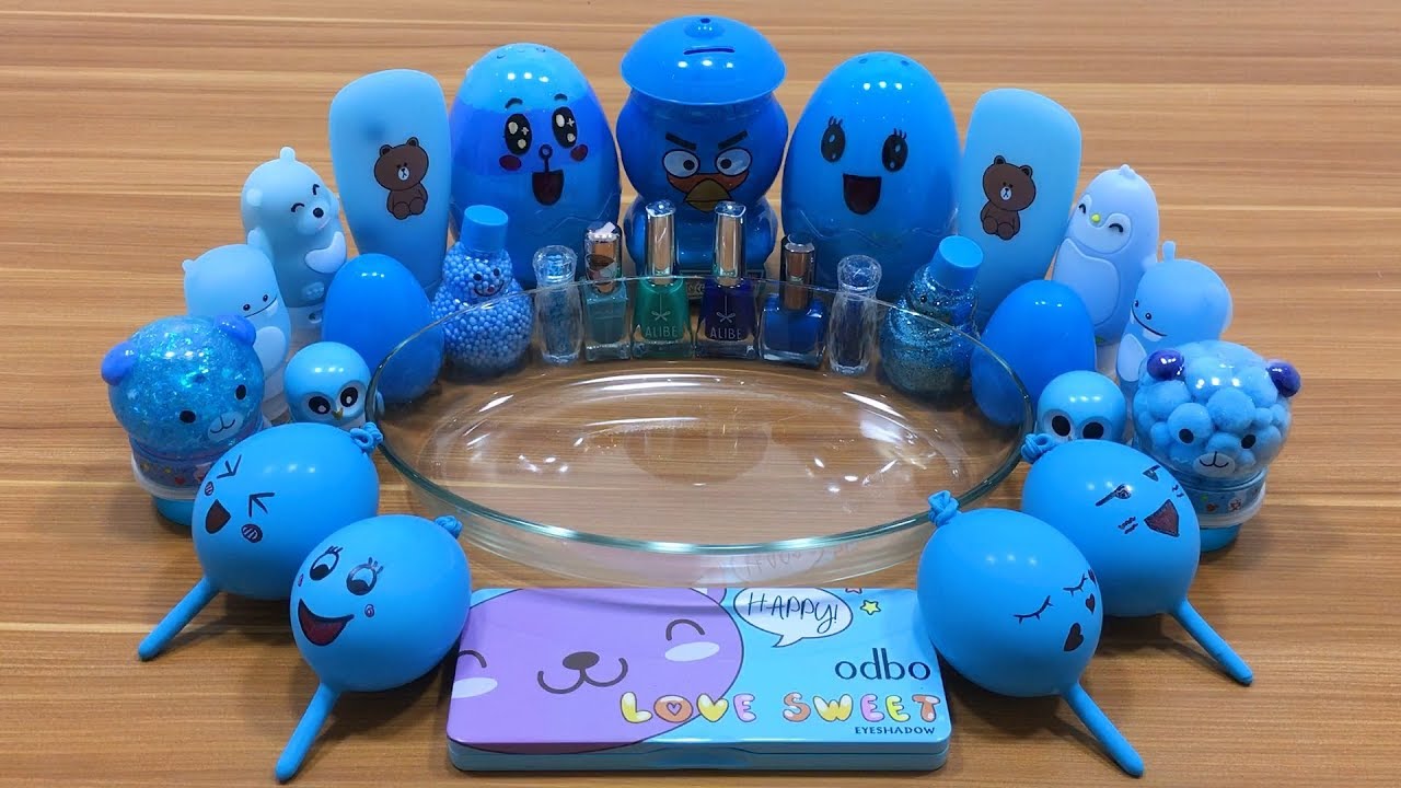 Special Series #6 BLUE Satisfying Slime | Mixing Random Things into Clear Slime | Slime Mixing