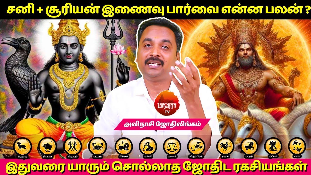 சனி + சூரியன் இணைவு பார்வை என்ன பலன் ? | Avianshi Jothilingam | Manthra Tv | Sani + Suryan inaivu |